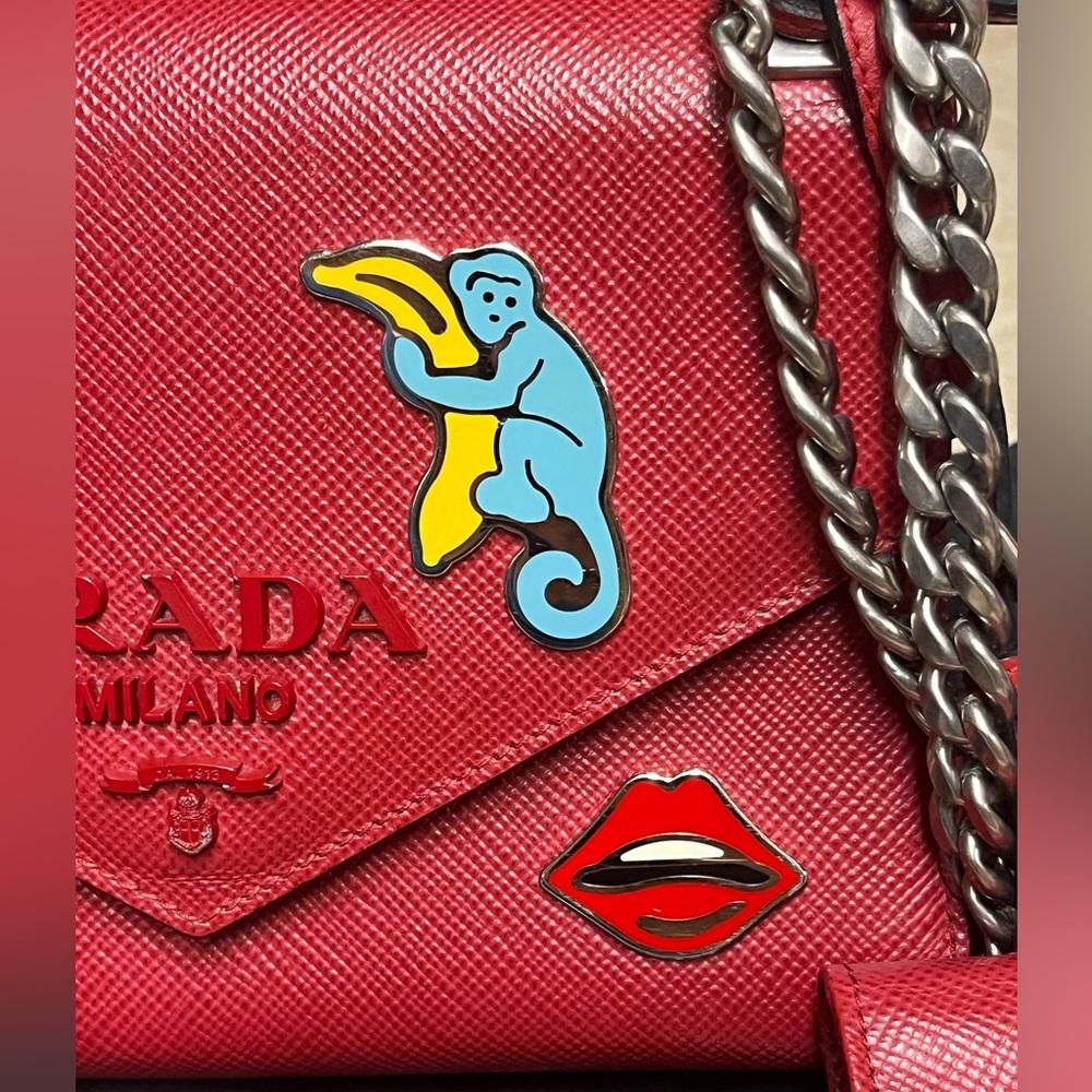 RARE✨Prada Red Monochrome Embellished small shoulder bag✨ - Picture 6 of 15